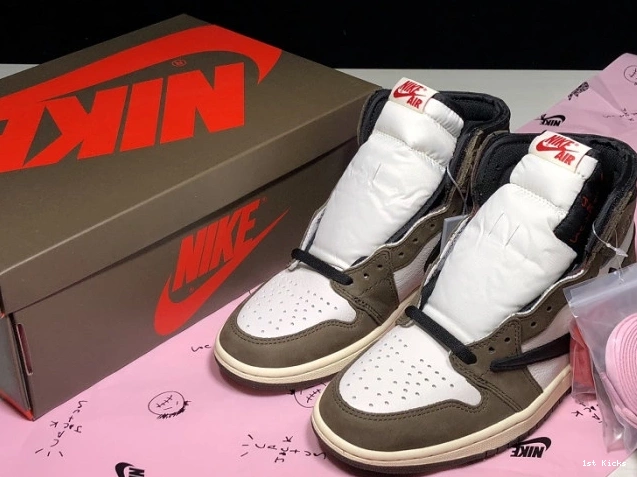 1st Kicks Shoes - High Scott x 100 Air 1 Travis CD4487 Retro Jordan OG 'Mocha' 0630